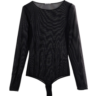 Intimissimi意舒漫女士长袖性感纯欲风网纱打底透视连体衣BOD95A