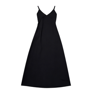 雪纺吊带连衣裙V领长裙大码女2026春夏胖mm妹妹遮肚显瘦A字小黑裙