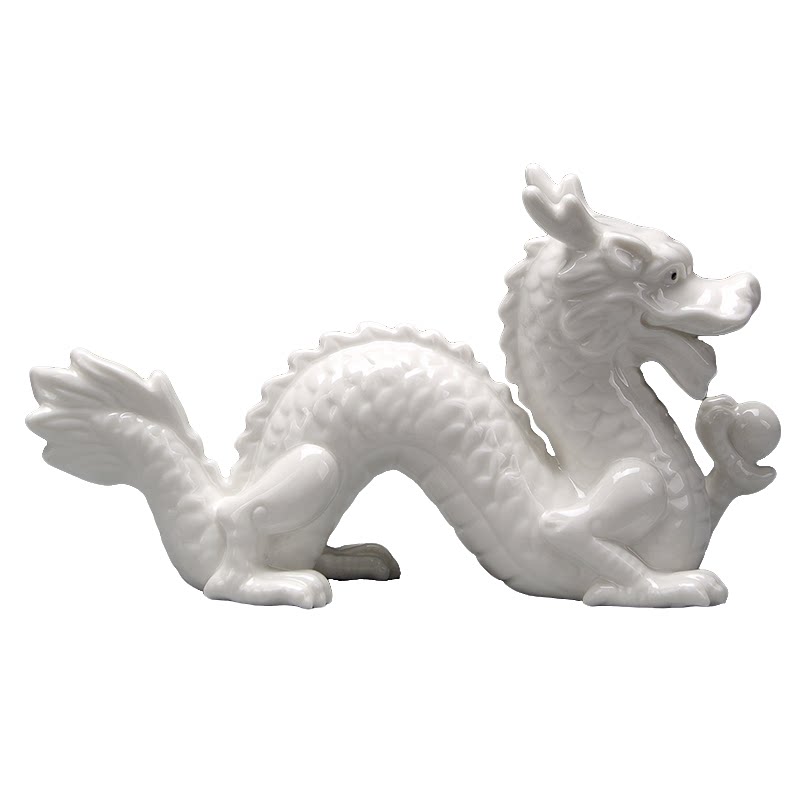 陶瓷五爪龙摆件招财化解家居