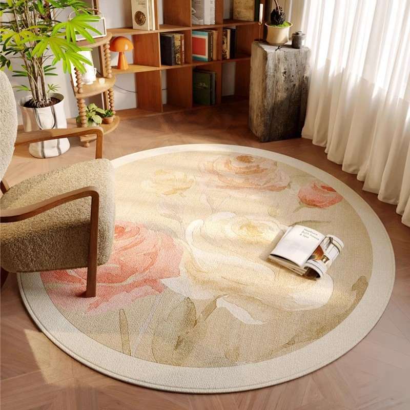 圆形地毯复古高级椅子地垫子摇椅圆垫梳妆台书房沙发卧室转椅型