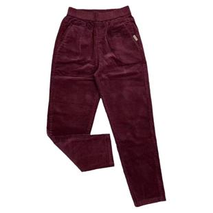 秋季新款酒红色九分直筒裤女条绒裤高腰显瘦妈妈裤宽纯色松休闲裤