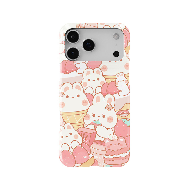 萌兔兔草莓可爱适用于iPhone17Promax轻薄16适用于15苹果14手机壳13不掉色12环保硬壳散热半包保护壳