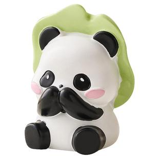 可爱卡通不听不看不说三不小熊猫摆件办公桌面工位装饰品车载车内