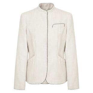 JessicaRED秋季新款小立领薄款撞色镶边修身OL职业短外套女