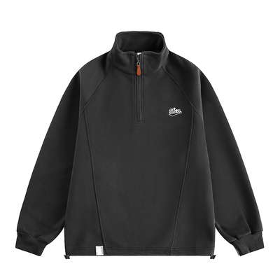 悟空有货秋季简约刺绣立领半拉链卫衣男潮牌宽松休闲百搭运动上衣