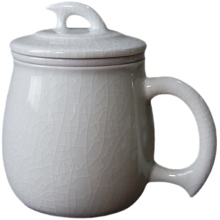 汝州汝瓷 办公杯 马克杯 带盖泡茶杯 陶瓷水杯 中式礼品杯家用