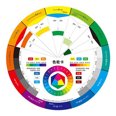 多功能调色卡三原色配比黄品青