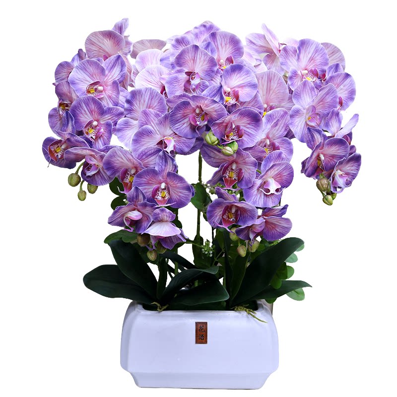 高档仿真花保湿手感蝴蝶兰家居客厅装饰花电视柜玄关假花茶几花艺