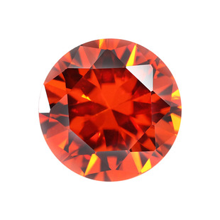 桔红橘红色立方氧化锆石裸石钻 圆形尖底CZ人造DIY3mm~20mm