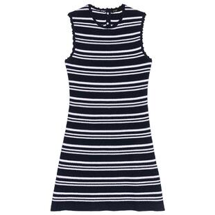 季末7折Maje2025秋冬款女装法式气质条纹圆领修身收腰针织连衣裙