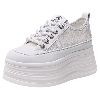 网面透气小白鞋矮子乐内增高女鞋