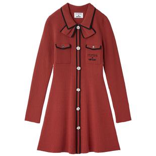 LILY BROWN2025秋冬新品MARY QUANT气质翻领针织连衣裙LWNO255026