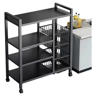 厨房多功能落地多层收纳架蔬菜架子储物架货架移动小推车置物台面