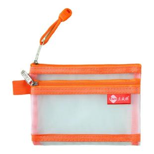 迷你零钱包双层收纳零钱袋网纱透明拉链袋证件卡包口红粉底化妆包