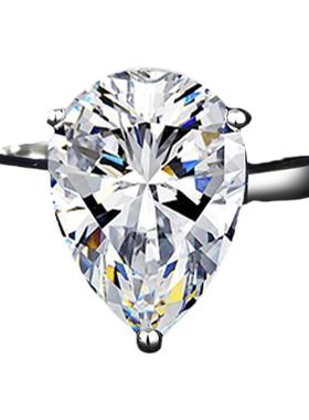 日韩水滴形莫桑石戒指女活口设计高级感奢华超闪仿真钻戒生日礼物