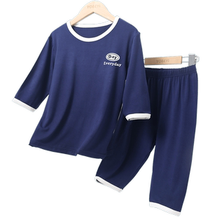 优贝宜儿童睡衣夏季短袖七分袖套装薄款男童女童两件套家居服夏装