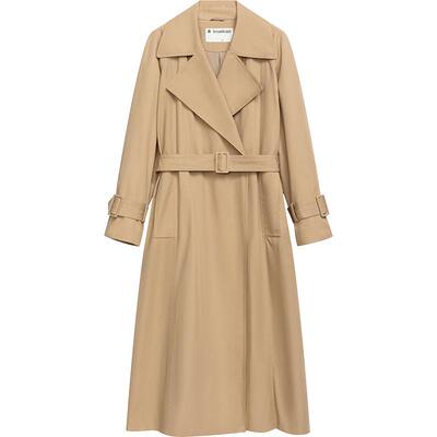 播卡其色波嘻翻领风衣女商场同款24春秋韩系中长款外套BDR1FD0096