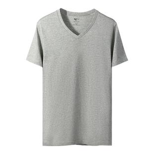 七匹狼男士短袖内衣纯棉鸡心领汗衫男款100%纯棉低领打底老头衫男