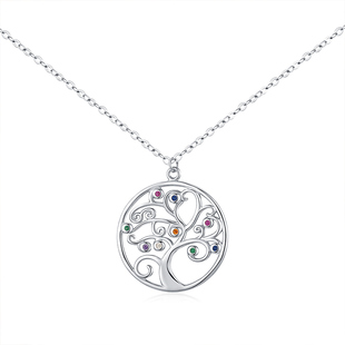 MODIAN摩典S925纯银时尚镂空设计复古花纹生命之树项链锁骨链女