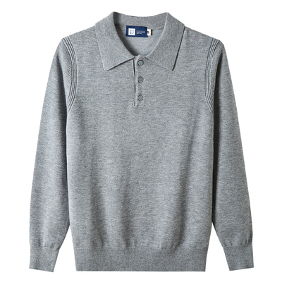 九六致薄款正肩翻领套头针织衫男