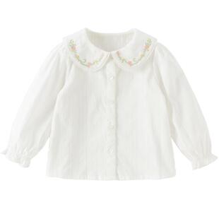 戴维贝拉儿童衬衫2026春装新款女童纯棉洋气休闲甜美长袖衬衣上衣