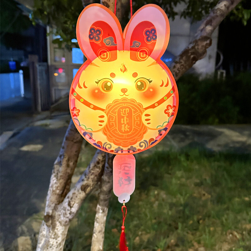 中秋节手提发光灯笼迎中秋宫灯幼儿园儿童材料包手工制作创意挂饰