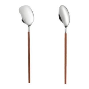 胡桃木手柄实木304不锈钢勺子大勺铲子分菜勺锅勺大公勺自助餐勺