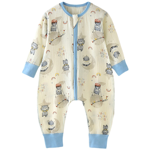 无骨睡袋婴儿春秋纯棉双层纱布宝宝连体睡衣秋季儿童四季男童夏季