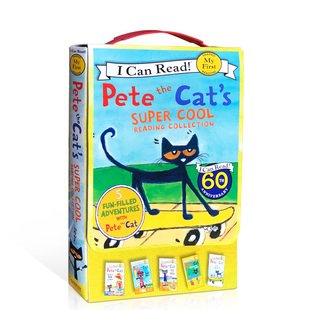 送音频英文原版5册绘本I Can Read my first皮特猫全套系列Pete the Cat too cool for school I love my white shoes