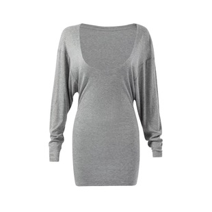 时尚大U领遮臀长袖T恤运动健身瑜伽宽松外穿收腰修身显瘦上衣女