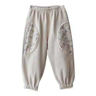 女宝裤子春秋韩版童装新款正品运动裤洋气花边长裤小女孩休闲卫裤