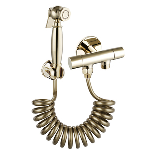 锆金全铜厕所水龙头增压一进二出带喷枪马桶角阀伴侣冲洗水枪喷头