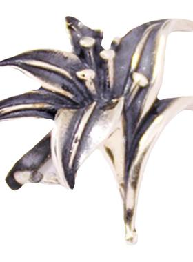 纯银吊坠百合花DIY琥珀玉石镶嵌