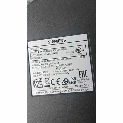 议价4329#，2.2KW380V，西门子V20变频器，型号6S