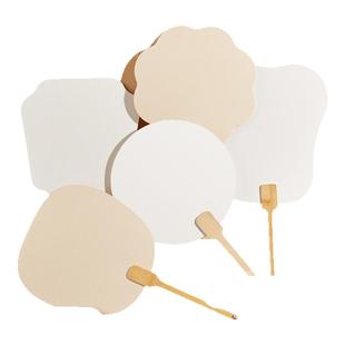 加厚宣纸团扇空白扇面漆扇古风扇子diy材料包全套制作书法纸扇