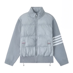 【赠退货宝】TUMA  TB冬季羽绒服拼接针织90白鸭绒四杠羽绒外套厚