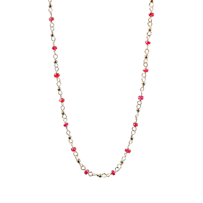 红宝石满天星项链18k金链