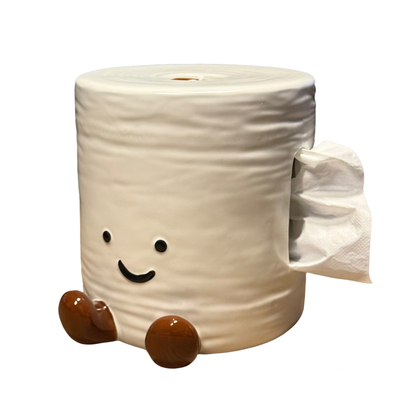 创意厕纸抽纸盒笑脸陶瓷收纳高颜值卫生纸客厅装饰桌面摆件纸巾盒