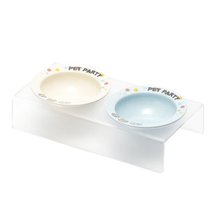亚克力双碗架飞碟碗陶瓷猫碗狗碗猫粮碗护颈防打翻黑下巴韩国ins
