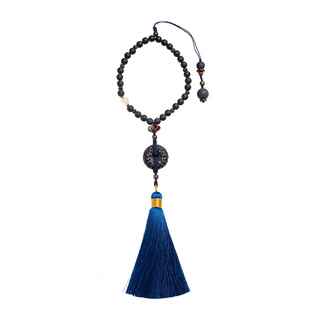 阿蕾家原创黑曜石药珀金曜石车内挂饰P192平安扣莲花创意男女车挂