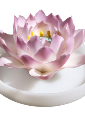 陶瓷釉下彩紫色莲花香插装饰摆件