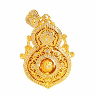 古法金包银人生四美葫芦吊坠镂空镶钻项链坠锁骨毛衣链女生日礼物