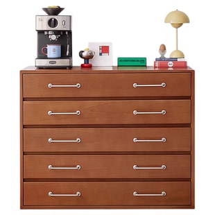 中古风实木复古五斗柜大容量储物柜客厅收纳卧室床尾柜可移动边柜