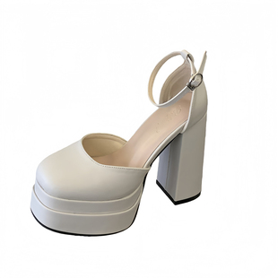 12cm粗跟超高跟女鞋 防水台包头凉鞋 稳走不累恨天高 模特走秀鞋