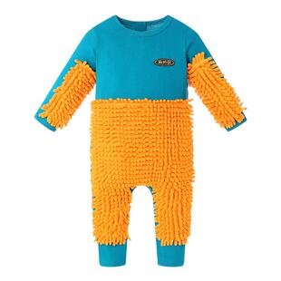 婴儿爬行服拖地宝宝爬爬服薄款连体罩衣服擦地春秋夏季防脏拖把侠