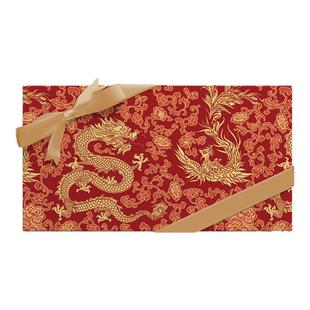龙凤翔舞系列高档烫金红色礼物包装纸大尺寸情人节新年国风中式结婚生日伴手礼盒礼品包装纸高级感彩纸加丝带