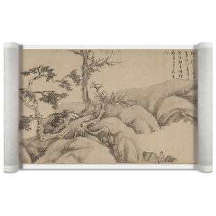 吴镇 荆浩渔父图卷 仿古手卷书画人物山水长卷国画真迹复制装饰画