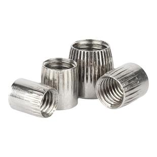 304不锈钢锥形螺母201/316锥型螺帽滚花内爆膨胀防滑螺丝帽M6-M12