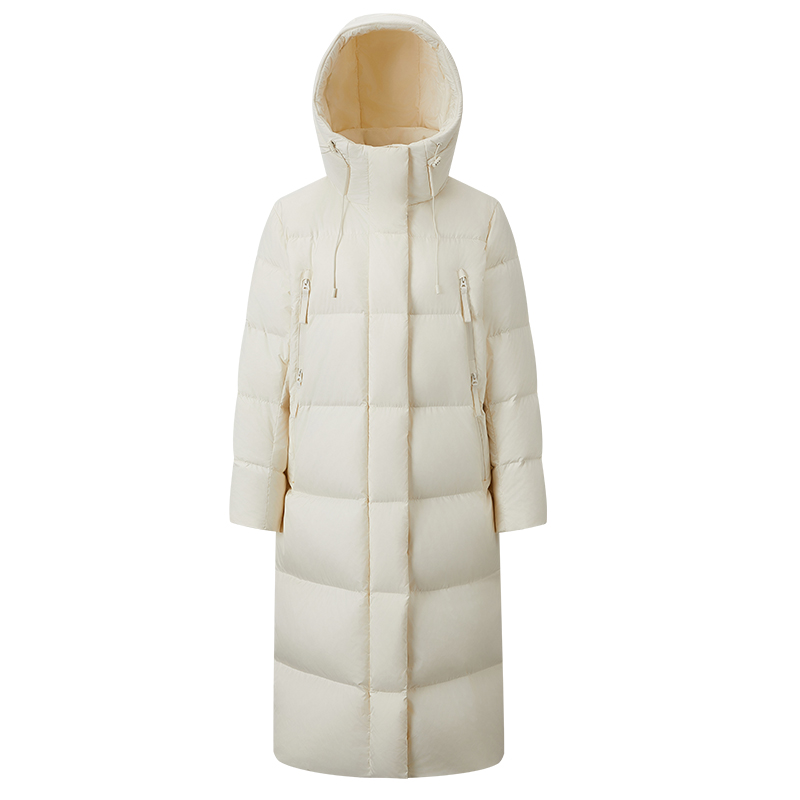 【高充绒】千仞岗冬季新款长款纯色羽绒服简约时尚百搭连帽厚外套