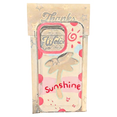 Summer Coconut Tree Clear Shockproof Space Case 适用 iPhone 17 Pro 16 Pro Max 15 14 Precise Cutout